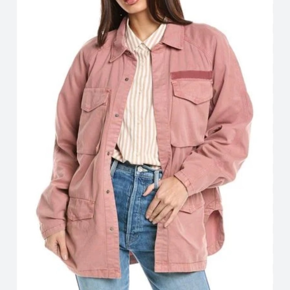 EverEve Pistola Brianna cotton oversized utility overshirt jacket in clay wash